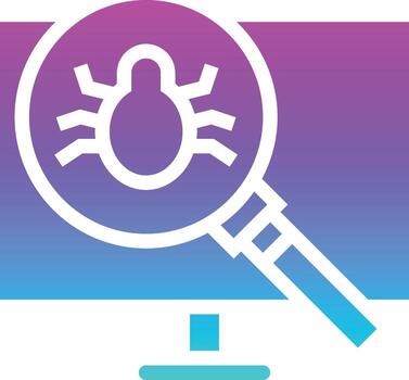 bug scan problem software development - gradient solid icon vector