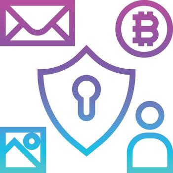desarrollo de software protegido con datos de encriptación - icono de degradado vector