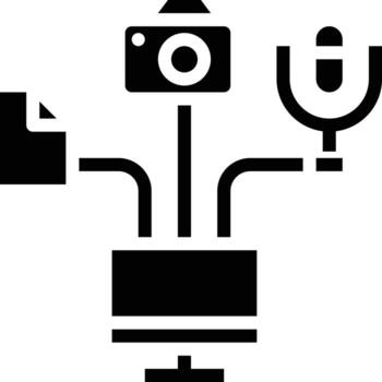 multimedia devices connect file computer - solid icon vector
