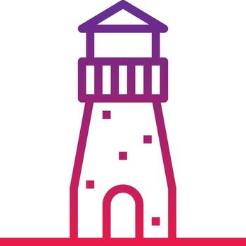 lighthouse architecture and city buildings tower orientation guide - gradient icon vector
