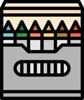 color de papelería crayón - icono de contorno lleno vector
