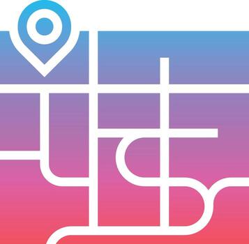 mapa ubicación interfaz orientación posición geografía - gradiente icono sólido vector