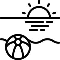 summer sun rise shine beach - outline icon vector