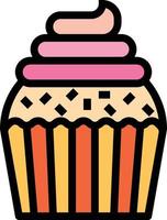 cup cake fiesta postre bekery cumpleaños - icono de contorno lleno vector