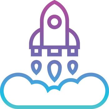 lanzamiento de desarrollo de software de implementación de inicio - icono de degradado vector