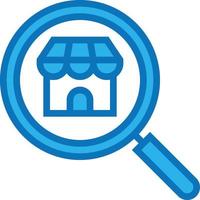 search shop magnifier house ecommerce - blue icon vector