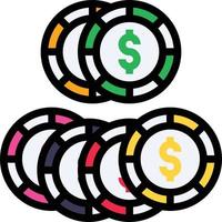 Ganador de fichas de casino en efectivo - icono de contorno lleno vector