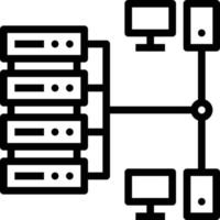 Servidor de archivos multimedia de datos de red informática - icono de contorno vector