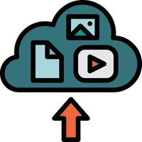 cloud storage upload server multimedia - filled outline icon vector