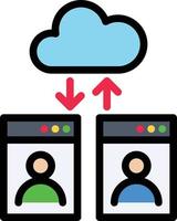 cloud computing account storage - filled outline icon vector