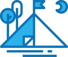 tent party camping night outdoor - blue icon vector
