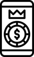 mobile casino chip king winner - outline icon vector