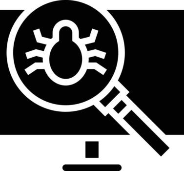 problema de escaneo de errores desarrollo de software - icono sólido vector
