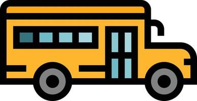 transporte en autobús escolar - icono de contorno lleno vector