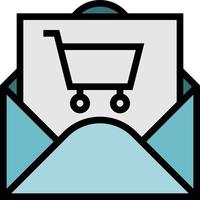 email shopping subscription cart ecommerce - filled outline icon vector