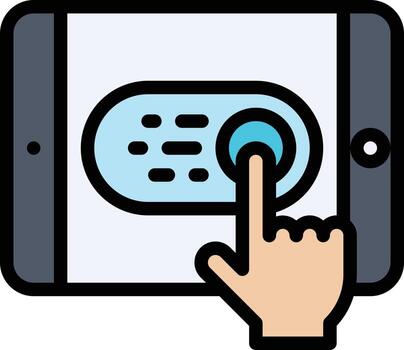 botón móvil de la tableta de usabilidad haga clic en toque - icono de contorno lleno vector