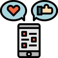 redes sociales como amor feed multimedia - icono de contorno lleno vector