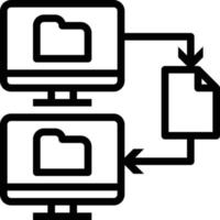 transferencia de archivos enviar redes multimedia - icono de esquema vector