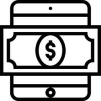 cash wallet digital tablet ecommerce - outline icon vector