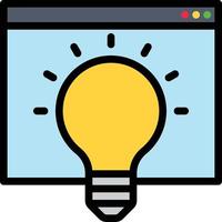 idea website light bulb - filled outline icon vector