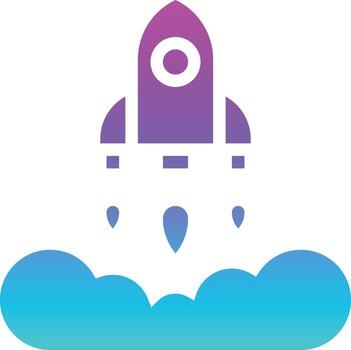 lanzamiento de desarrollo de software de implementación de inicio - icono sólido degradado vector