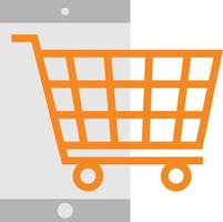 cart mobile shopping add ecommerce - flat icon vector