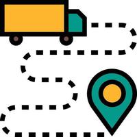 transporte logístico ubicación de entrega comercio electrónico - icono de contorno lleno vector