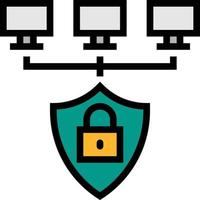 network safety protected software development - filled outline icon vector