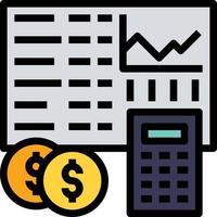 contabilidad gráfico calculadora análisis ganancia - icono de contorno lleno vector