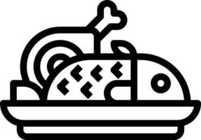 bistec de carne de pescado de fiesta de comida - icono de contorno vector