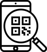 escaneo de código qr comercio electrónico móvil - icono de contorno vector