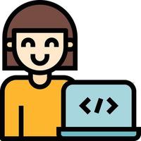 developer coding programmer software development - filled outline icon vector