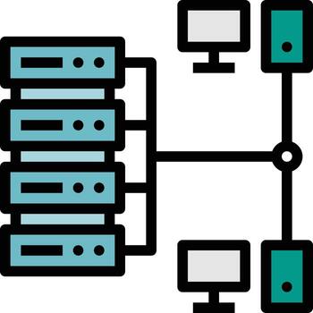 servidor de archivos datos de red informática multimedia - icono de contorno lleno vector