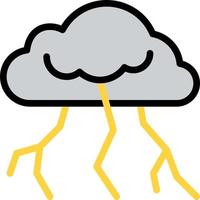 thunderstrom thunder strom rain - filled outline icon vector