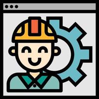 desarrollo de software de sitio web de soporte de ingeniería - icono de contorno lleno vector