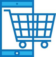 cart mobile shopping add ecommerce - blue icon vector