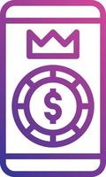 mobile casino chip king winner - gradient icon vector