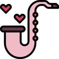 saxophone music love heart saxophone wind instrument romantic music love and romance - filled outline icon vector
