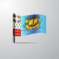 Saint Pierre and Miquelon waving Shiny Flag design vector