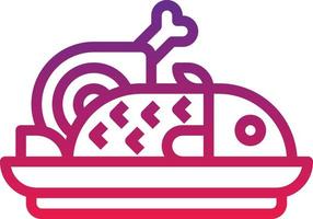 bistec de carne de pescado de fiesta de comida - icono de degradado vector