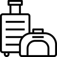 travel suitcase travelling baggage luggage tools and utensils - outline icon vector