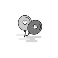 Love balloons Web Icon Flat Line Filled Gray Icon Vector