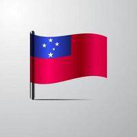 Samoa waving Shiny Flag design vector