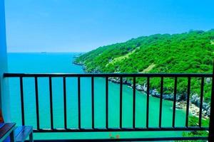 Sea view from the balcony with mountain photo