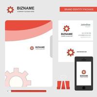 Gear Business Logo File Cover Visiting Card and Mobile App Design Vector Illustration