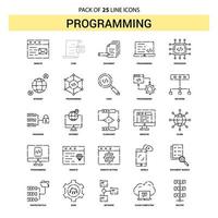 conjunto de iconos de línea de programación 25 estilo de contorno discontinuo vector