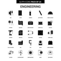 conjunto de iconos de vector de glifo de ingeniería