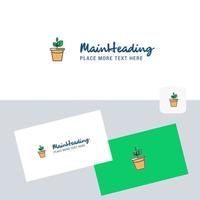 Plant pot vector logotype with business card template Elegant corporate identity Vector