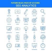 SEO Analytics Icons Futuro Blue 25 Icon pack vector