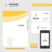 Glass Business Logo File Cover Visiting Card and Mobile App Design Vector Illustration